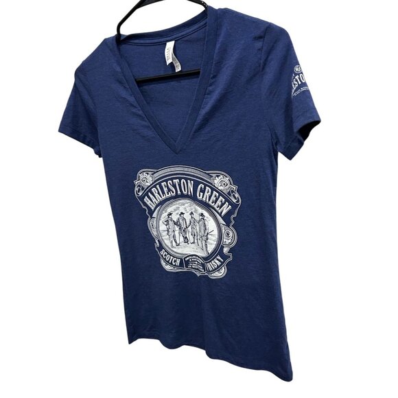 Harleston Green Bella+Canvas V-Neck T-Shirt Sz Medium Blue - Picture 3 of 9